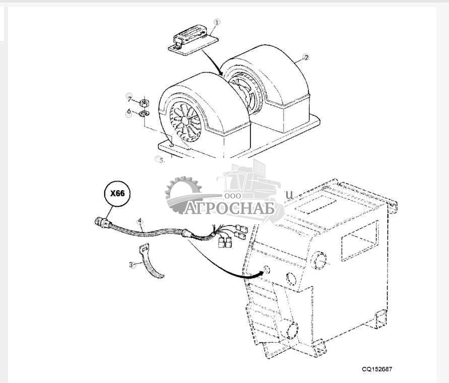 Вентилятор и жгут проводов 
